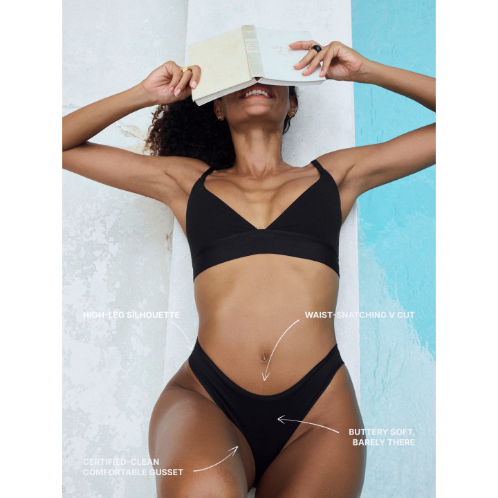 Women's Bamboo Lyocell Balance Thong in Black — LunaLeila | Hormone-Sa