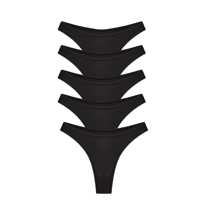 Balance Thong 5-Pack in Black — LunaLeila | Hormone-Safe Non-Toxic Und