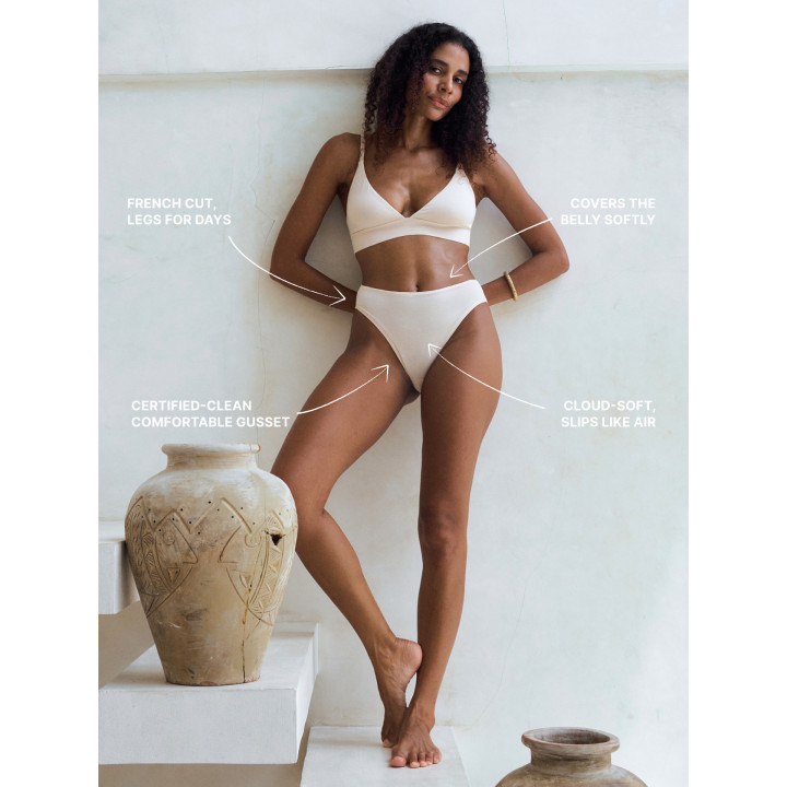 Women’s Bamboo Lyocell Elevate High-Rise Bikini in Beige — LunaLeila |