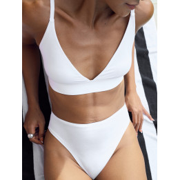 Women’s Bamboo Lyocell Elevate High-Rise Bikini in White — LunaLeila |