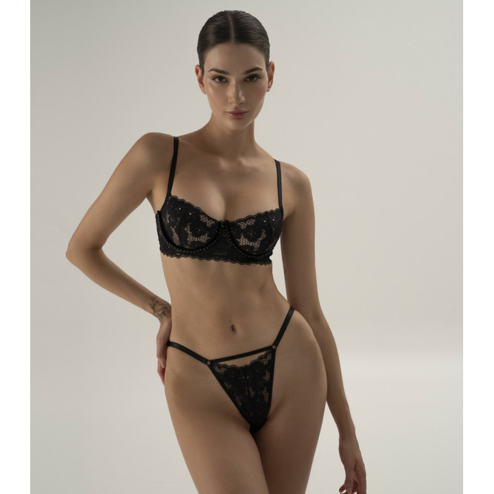 Lace Bra with Pearl Detailing